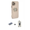 MARSİLYAN™- iPhone 12 Pro Max Kılıf İz Form Serisi - Siyah Bilvis Hayalet Cam Ekran Koruyucu + Renkli Kamera Lens Koruma Cam - YL
