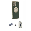 MARSİLYAN™- iPhone 12 Pro Max Kılıf İz Form Serisi - Siyah Bilvis Hayalet Cam Ekran Koruyucu + Renkli Kamera Lens Koruma Cam - YL