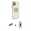 MARSİLYAN™- iPhone 12 Pro Max Kılıf İz Form Serisi - Siyah Bilvis Hayalet Cam Ekran Koruyucu + Renkli Kamera Lens Koruma Cam - YL