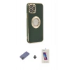 MARSİLYAN™- iPhone 12 Pro Max Kılıf İz Form Serisi - Siyah Joko 5D Cam + Metal Kamera Lens Koruma Cam - GD