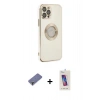 MARSİLYAN™- iPhone 12 Pro Max Kılıf İz Form Serisi - Siyah Joko 5D Cam + Metal Kamera Lens Koruma Cam - GD