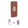 MARSİLYAN™- iPhone 12 Pro Max Kılıf İz Form Serisi - Siyah Joko 5D Cam + Shine Kamera Lens - GD