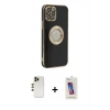 MARSİLYAN™- iPhone 12 Pro Max Kılıf İz Form Serisi - Siyah Joko 5D Cam + Shine Kamera Lens - GD