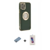 MARSİLYAN™- iPhone 12 Pro Max Kılıf İz Form Serisi - Siyah Joko 5D Cam + Shine Kamera Lens Koruma Cam - GS