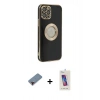 MARSİLYAN™- iPhone 12 Pro Max Kılıf İz Form Serisi - Siyah Joko 5D Cam + Metal Kamera Lens Koruma Cam - KI