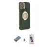 MARSİLYAN™- iPhone 12 Pro Max Kılıf İz Form Serisi - Siyah Joko 5D Cam + Metal Kamera Lens Koruma Cam - KI