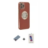 MARSİLYAN™- iPhone 12 Pro Max Kılıf İz Form Serisi - Siyah Joko 5D Cam + Metal Kamera Lens Koruma Cam - KI