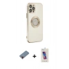 MARSİLYAN™- iPhone 12 Pro Max Kılıf İz Form Serisi - Siyah Joko 5D Cam + Metal Kamera Lens Koruma Cam - KI
