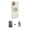 MARSİLYAN™- iPhone 12 Pro Max Kılıf İz Form Serisi - Siyah Joko 5D Cam + Neon Fosforlu Kamera Lens - BZ