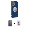 MARSİLYAN™- iPhone 12 Pro Max Kılıf İz Form Serisi - Siyah Joko 5D Cam + Neon Fosforlu Kamera Lens - BZ