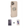 MARSİLYAN™- iPhone 12 Pro Max Kılıf İz Form Serisi - Siyah Joko 5D Cam + Neon Fosforlu Kamera Lens - BZ