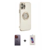 MARSİLYAN™- iPhone 12 Pro Max Kılıf İz Form Serisi - Siyah Joko 5D Cam + Neon Fosforlu Kamera Lens - TU
