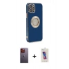 MARSİLYAN™- iPhone 12 Pro Max Kılıf İz Form Serisi - Siyah Joko 5D Cam + Neon Fosforlu Kamera Lens - TU