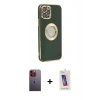 MARSİLYAN™- iPhone 12 Pro Max Kılıf İz Form Serisi - Siyah Joko 5D Cam + Neon Fosforlu Kamera Lens - TU