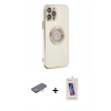 MARSİLYAN™- iPhone 12 Pro Max Kılıf İz Form Serisi - Siyah Joko 5D Cam + Renkli Kamera Lens Koruma Cam - TU