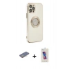 MARSİLYAN™- iPhone 12 Pro Max Kılıf İz Form Serisi - Siyah Joko 5D Cam + Sarı Renkli Kamera Lens Koruma Cam