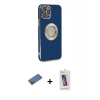 MARSİLYAN™- iPhone 12 Pro Max Kılıf İz Form Serisi - Siyah Joko 5D Cam + Shine Kamera Lens Koruma Cam - GD