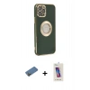 MARSİLYAN™- iPhone 12 Pro Max Kılıf İz Form Serisi - Siyah Joko 5D Cam + Shine Kamera Lens Koruma Cam - GD