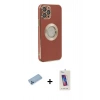 MARSİLYAN™- iPhone 12 Pro Max Kılıf İz Form Serisi - Siyah Joko 5D Cam + Shine Kamera Lens Koruma Cam - MI