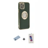MARSİLYAN™- iPhone 12 Pro Max Kılıf İz Form Serisi - Siyah Joko 5D Cam + Shine Kamera Lens Koruma Cam - MI
