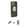 MARSİLYAN™- iPhone 12 Pro Max Kılıf İz Form Serisi - Siyah Joko 5D Cam + Shine Kamera Lens Koruma Cam - PE
