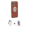 MARSİLYAN™- iPhone 12 Pro Max Kılıf İz Form Serisi - Siyah Joko 5D Cam + Shine Kamera Lens - LT