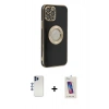 MARSİLYAN™- iPhone 12 Pro Max Kılıf İz Form Serisi - Siyah Joko 5D Cam + Shine Kamera Lens - LT