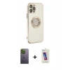 MARSİLYAN™- iPhone 12 Pro Max Kılıf İz Form Serisi - Siyah Joko 5D Cam + Neon Fosforlu Kamera Lens - YL