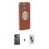 MARSİLYAN™- iPhone 12 Pro Max Kılıf İz Form Serisi - Siyah Joko 5D Cam + Neon Fosforlu Kamera Lens - YL