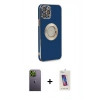 MARSİLYAN™- iPhone 12 Pro Max Kılıf İz Form Serisi - Siyah Joko 5D Cam + Neon Fosforlu Kamera Lens - YL