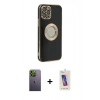 MARSİLYAN™- iPhone 12 Pro Max Kılıf İz Form Serisi - Siyah Joko 5D Cam + Neon Fosforlu Kamera Lens - YL