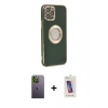 MARSİLYAN™- iPhone 12 Pro Max Kılıf İz Form Serisi - Siyah Joko 5D Cam + Neon Fosforlu Kamera Lens - YL