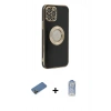 MARSİLYAN™- iPhone 12 Pro Max Kılıf İz Form Serisi - Siyah Joko Magic 5D Cam + Shine Kamera Lens Koruma Cam - GD