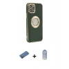 MARSİLYAN™- iPhone 12 Pro Max Kılıf İz Form Serisi - Siyah Joko Magic 5D Cam + Shine Kamera Lens Koruma Cam - GD