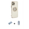 MARSİLYAN™- iPhone 12 Pro Max Kılıf İz Form Serisi - Siyah Joko Magic 5D Cam + Mavi Shine Kamera Lens Koruma Cam