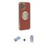 MARSİLYAN™- iPhone 12 Pro Max Kılıf İz Form Serisi - Siyah Joko Magic 5D Cam + Mavi Shine Kamera Lens Koruma Cam