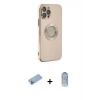 MARSİLYAN™- iPhone 12 Pro Max Kılıf İz Form Serisi - Siyah Joko Magic 5D Cam + Mavi Shine Kamera Lens Koruma Cam