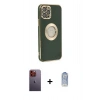 MARSİLYAN™- iPhone 12 Pro Max Kılıf İz Form Serisi - Siyah Joko Magic 5D Cam + Neon Fosforlu Kamera Lens - TU
