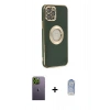 MARSİLYAN™- iPhone 12 Pro Max Kılıf İz Form Serisi - Siyah Joko Magic 5D Cam + Neon Fosforlu Kamera Lens - YL