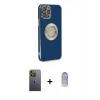 MARSİLYAN™- iPhone 12 Pro Max Kılıf İz Form Serisi - Siyah Joko Magic 5D Cam + Neon Fosforlu Kamera Lens - YL