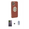 MARSİLYAN™- iPhone 12 Pro Max Kılıf İz Form Serisi - Siyah Joko Magic 5D Cam + Neon Fosforlu Kamera Lens - YL