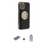 MARSİLYAN™- iPhone 12 Pro Max Kılıf İz Form Serisi - Siyah Joko Magic 5D Cam + Renkli Kamera Lens Koruma Cam - MI