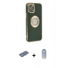 MARSİLYAN™- iPhone 12 Pro Max Kılıf İz Form Serisi - Siyah Joko Magic 5D Cam + Renkli Kamera Lens Koruma Cam - YL