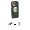 MARSİLYAN™- iPhone 12 Pro Max Kılıf İz Form Serisi - Siyah Joko Magic 5D Cam + Renkli Kamera Lens Koruma Cam - SI