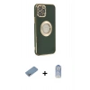 MARSİLYAN™- iPhone 12 Pro Max Kılıf İz Form Serisi - Siyah Joko Magic 5D Cam + Shine Kamera Lens Koruma Cam - GS