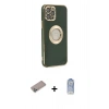 MARSİLYAN™- iPhone 12 Pro Max Kılıf İz Form Serisi - Siyah Joko Magic 5D Cam + Shine Kamera Lens Koruma Cam - SABE