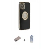 MARSİLYAN™- iPhone 12 Pro Max Kılıf İz Form Serisi - Siyah Joko Magic 5D Cam + Shine Kamera Lens Koruma Cam - SABE
