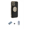 MARSİLYAN™- iPhone 12 Pro Max Kılıf İz Form Serisi - Siyah Joko Magic 5D Cam + Shine Kamera Lens Koruma Cam - GS