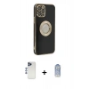 MARSİLYAN™- iPhone 12 Pro Max Kılıf İz Form Serisi - Siyah Joko Magic 5D Cam + Shine Kamera Lens - LT