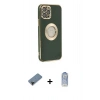MARSİLYAN™- iPhone 12 Pro Max Kılıf İz Form Serisi - Siyah Joko Magic 5D Cam + Shine Kamera Lens Koruma Cam - SH